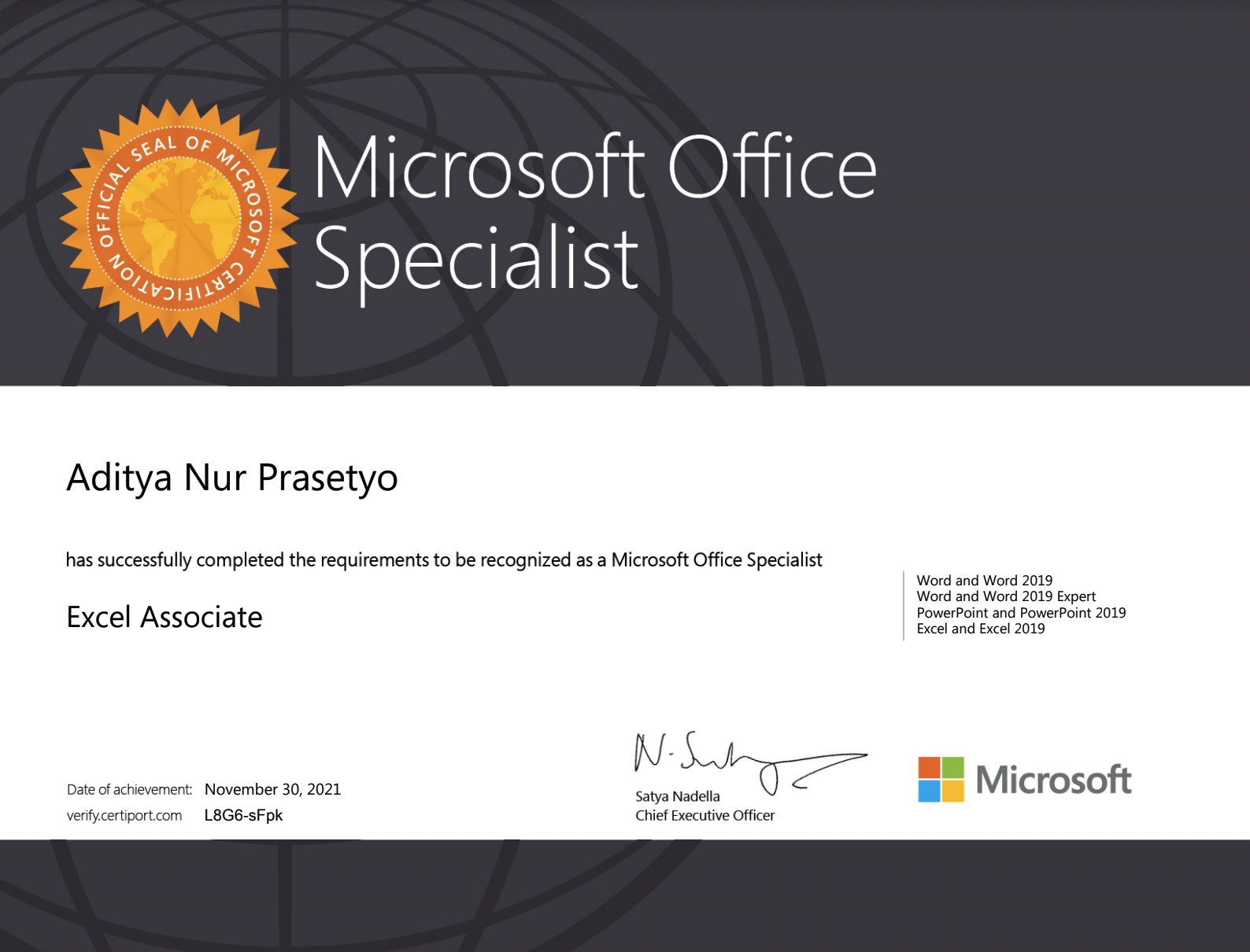 certificación MOS Excel